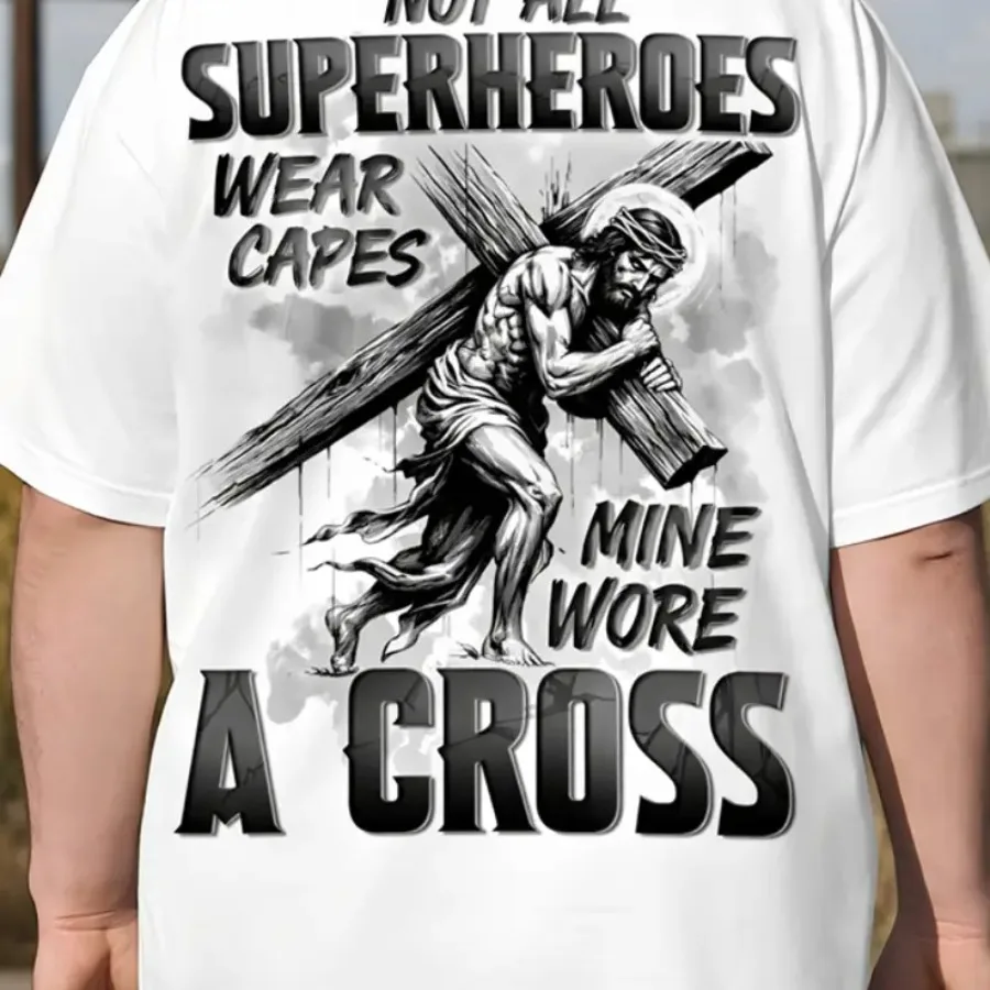 Plus Size Men'S Christian Faith T-shirt Y2K Street Style, God'S Choice Print, Machine Washable Crew Neck Short Sleeve - Suitabl
Plus Size Men'S Christian Faith T-shirt Y2K Street Style, God'S Choice Print, Machine Washable Crew Neck Short Sleeve - Suitabl