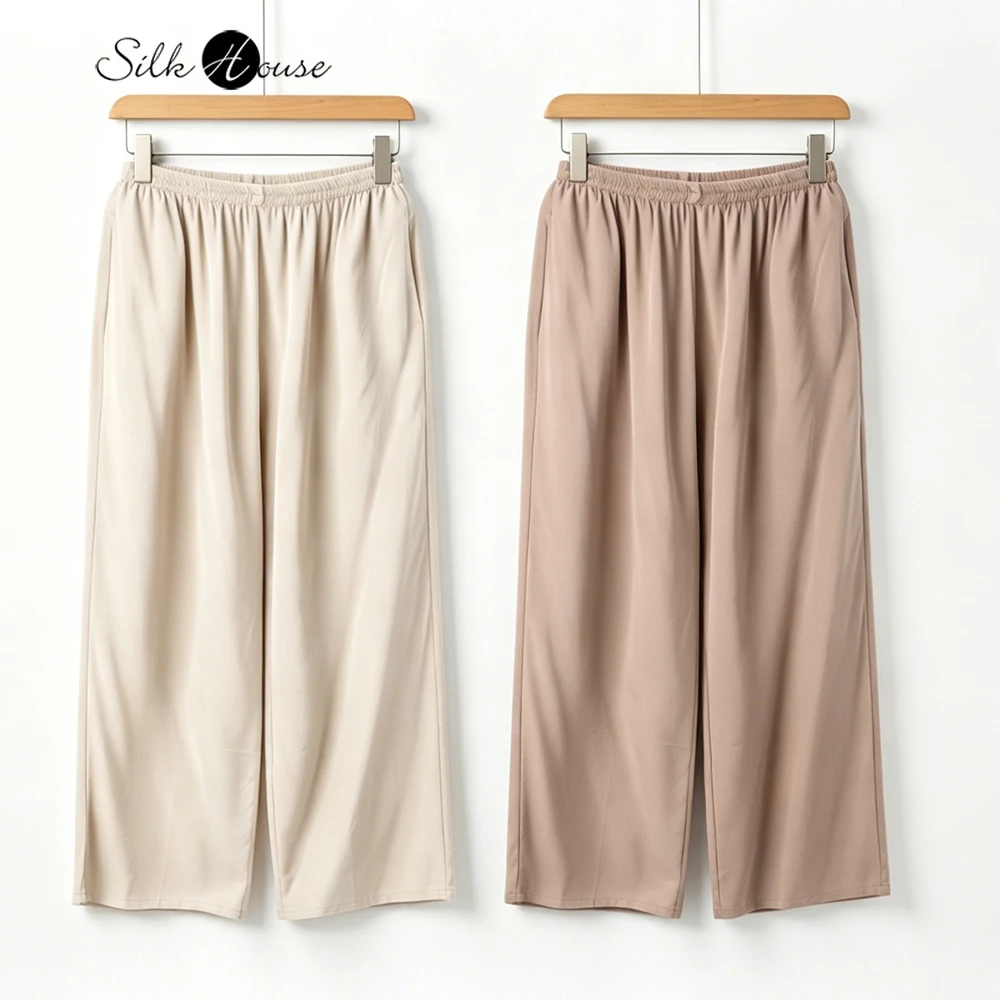 Plus Size Women's Casual Summer New Breathable 100% Natural Mulberry Silk Double Crepe Simple Elastic Waist Straight Leg Pants
Plus Size Women's Casual Summer New Breathable 100% Natural Mulberry Silk Double Crepe Simple Elastic Waist Straight Leg Pants