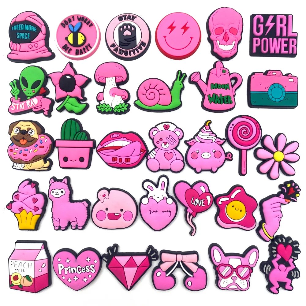 32pcs/set Cartoon Pink series Shoe Charms Accessories PVC Shoe Decrations Wristband Buckle Woman X-mas Gifts
32pcs/set Cartoon Pink series Shoe Charms Accessories PVC Shoe Decrations Wristband Buckle Woman X-mas Gifts