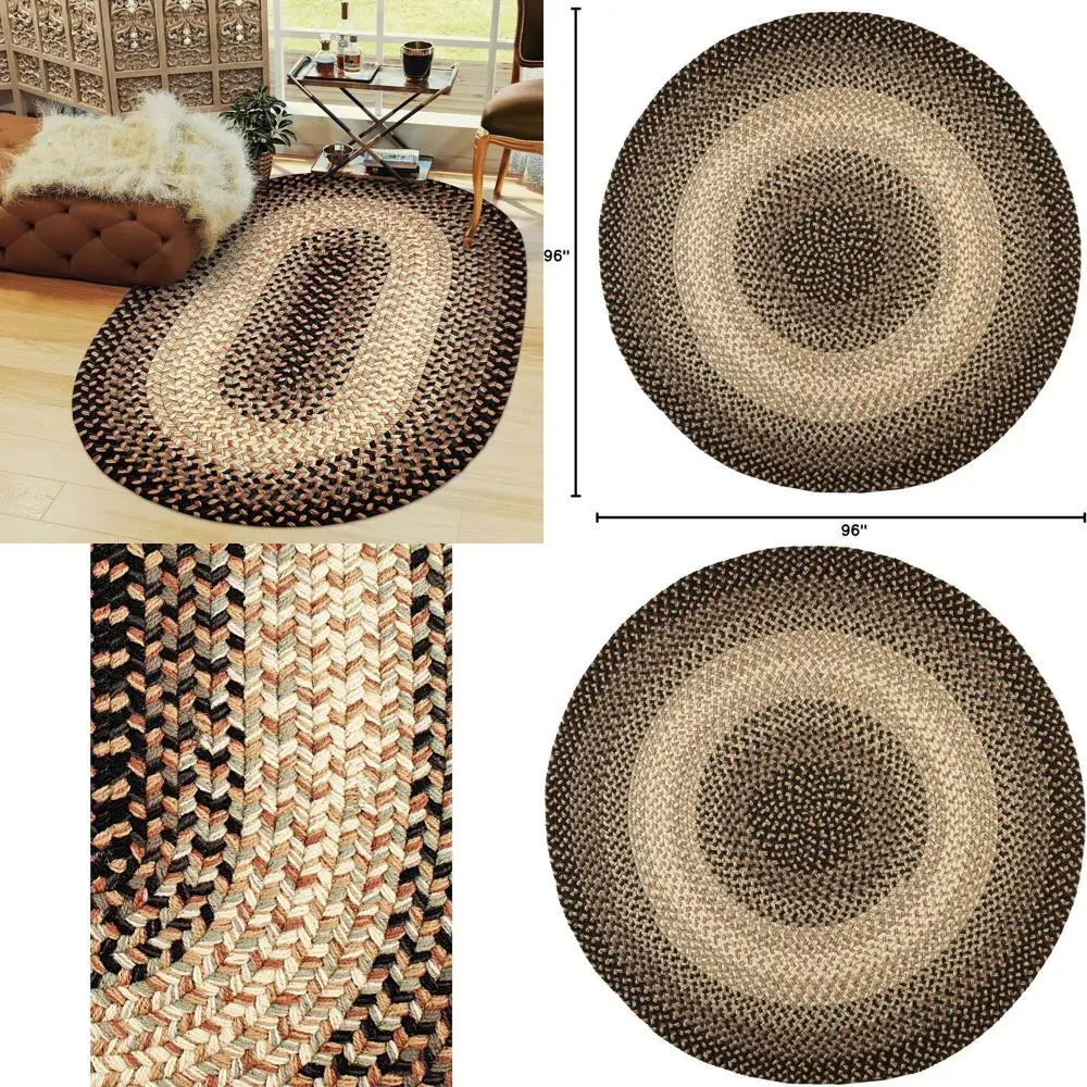 8x8 Circular Braided Rug - Black, Gray, Gold - Indoor/Outdoor - Suitable for Dining Room
8x8 Circular Braided Rug - Black, Gray, Gold - Indoor/Outdoor - Suitable for Dining Room