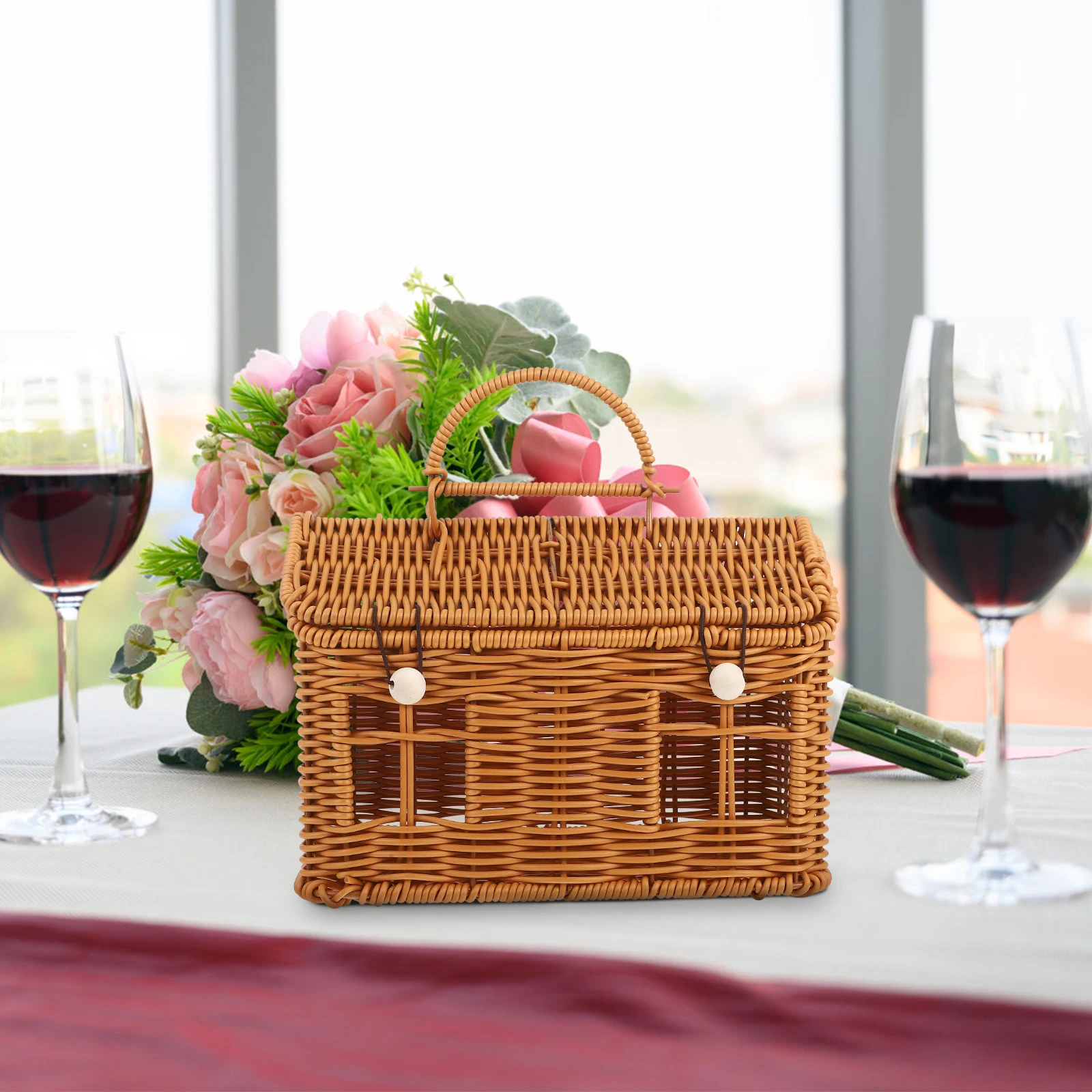 Handwoven Storage Basket Wedding Gift Box Home Decor Decorative Photo Props Desktop Light Brown Plastic
Handwoven Storage Basket Wedding Gift Box Home Decor Decorative Photo Props Desktop Light Brown Plastic