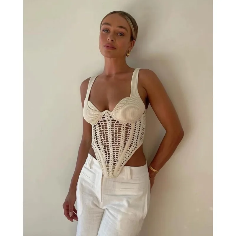 Women Sleeveless Knit Corset Top CROCHET CORSET Tank Top
Women Sleeveless Knit Corset Top CROCHET CORSET Tank Top