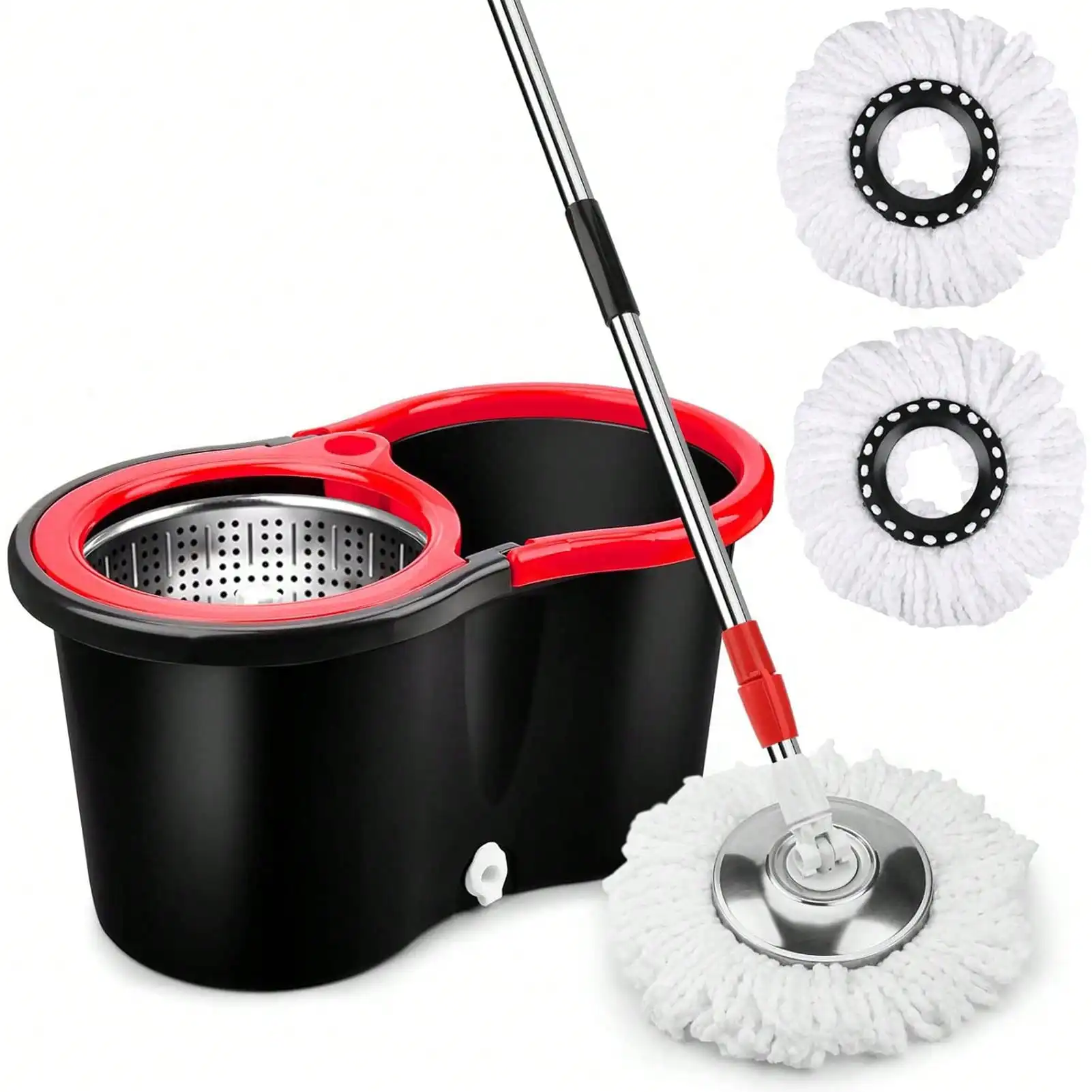 Spin Mop And Bucket, 360 Mop And Bucket With Wringer Set 3 Mop Heads, Stainless Steel Floor Spin Mop Bucket System For Floor Cleaning
Spin Mop And Bucket, 360 Mop And Bucket With Wringer Set 3 Mop Heads, Stainless Steel Floor Spin Mop Bucket System For Floor Cleaning