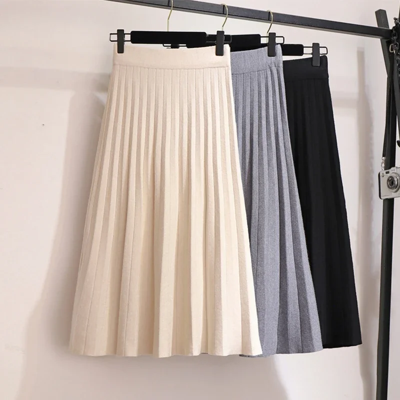 Elegant Midi Pleated Knitted Skirt Women 2024 Autumn Winter Korean Knee Length a line High Waist Female Ladies Z558
Elegant Midi Pleated Knitted Skirt Women 2024 Autumn Winter Korean Knee Length a line High Waist Female Ladies Z558
