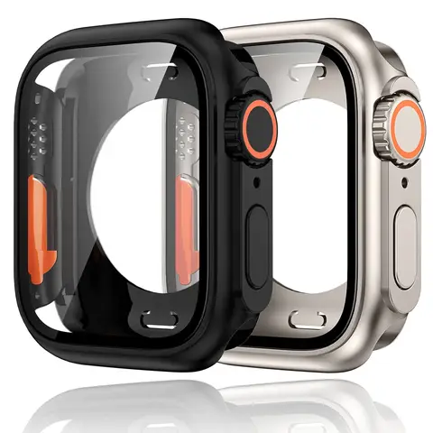 Tempered Glass+Cover For Apple Watch case 46mm 42mm 45mm 44mm 41mm 40mm Screen bumper Protector for iwatch serie 10 9 8 7 6 SE 5
