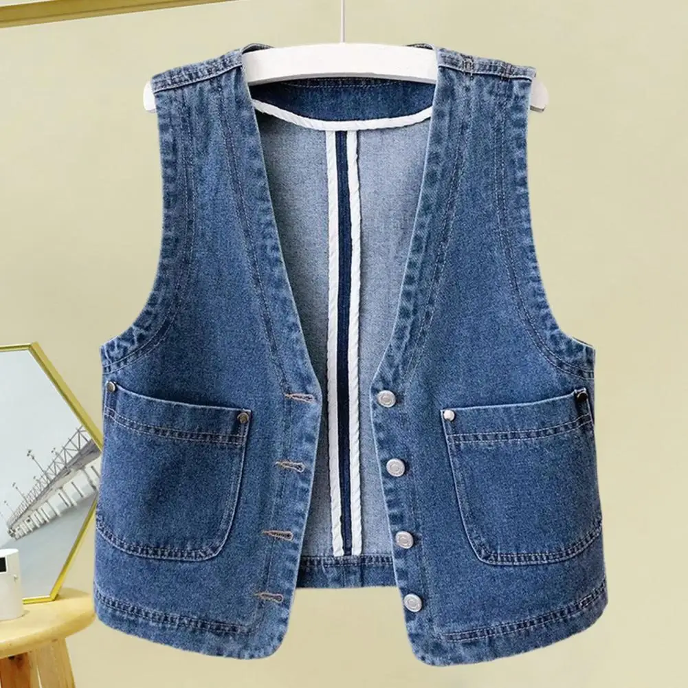 Solid Color Vest Women Vest Jacket Stylish Women's Denim Vest with V Neck Patch Pockets Casual Single-breasted for Streetwear
Solid Color Vest Women Vest Jacket Stylish Women's Denim Vest with V Neck Patch Pockets Casual Single-breasted for Streetwear