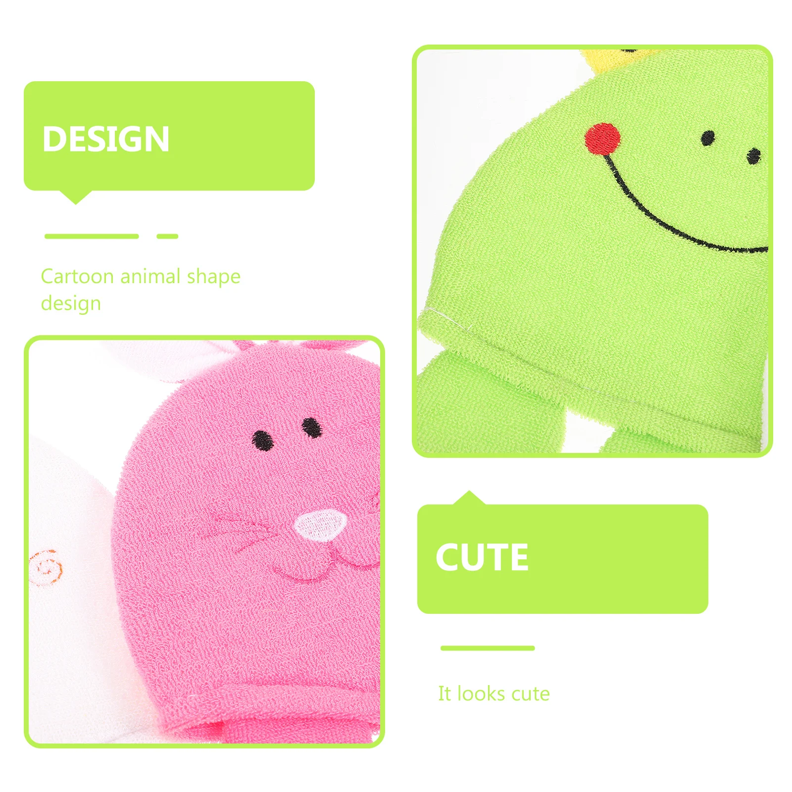 3Pcs Cartoon Bath Gloves Exfoliating Mittens for Body Skin Cleaning Soft Shower Scrubbing Gloves Foaming Bathing Mitt
3Pcs Cartoon Bath Gloves Exfoliating Mittens for Body Skin Cleaning Soft Shower Scrubbing Gloves Foaming Bathing Mitt