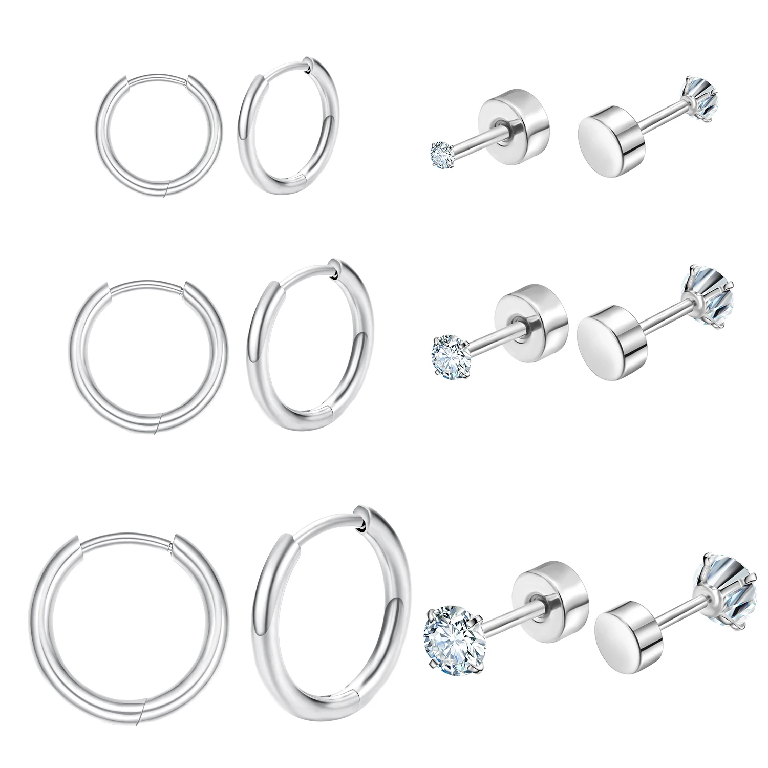 20G Flat Back Hypoallergenic Stainless Steel Small Huggie Hoop Cartilage Helix Stud Earrings Set for Women
20G Flat Back Hypoallergenic Stainless Steel Small Huggie Hoop Cartilage Helix Stud Earrings Set for Women
