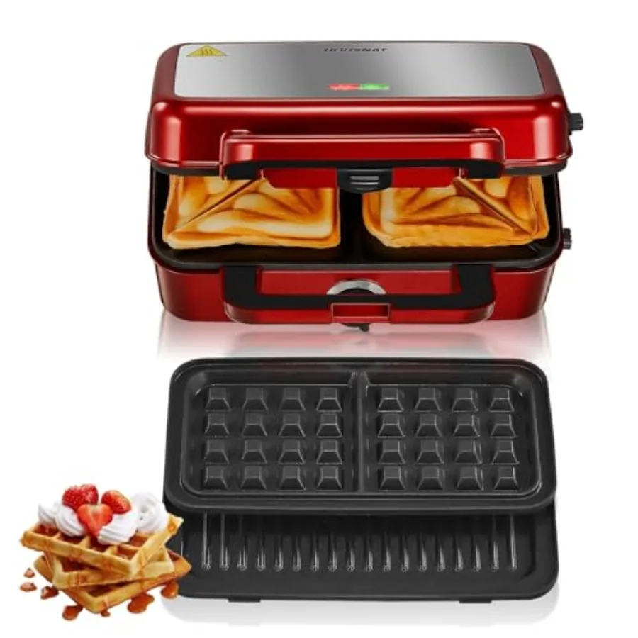 Sandwich Maker 3 in 1 Waffle Maker with Removable Plates 1200W Panini Press with Interchangeable Non-Stick Plates Indicator Lig
Sandwich Maker 3 in 1 Waffle Maker with Removable Plates 1200W Panini Press with Interchangeable Non-Stick Plates Indicator Lig