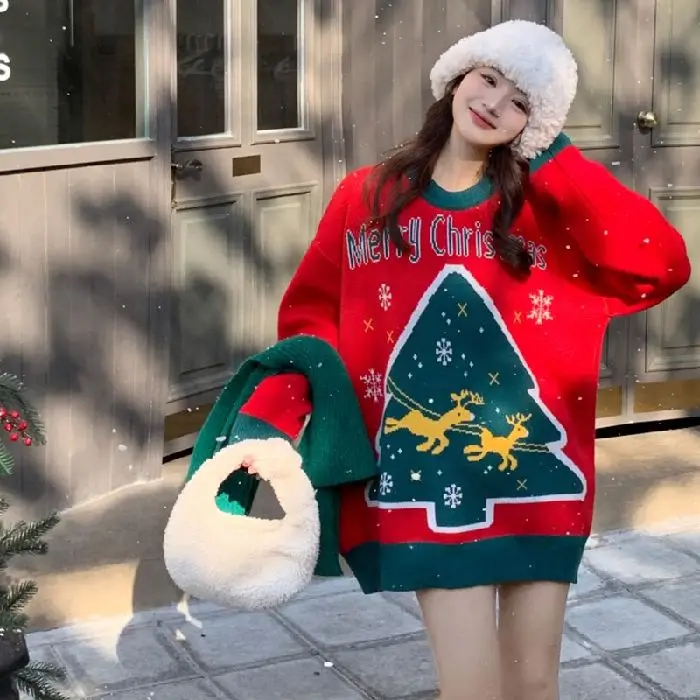 Christmas Red Round Neck Pullover Sweater Women Korean Style Loose Lazy Style Autumn Winter New Style Jacquard Top
Christmas Red Round Neck Pullover Sweater Women Korean Style Loose Lazy Style Autumn Winter New Style Jacquard Top