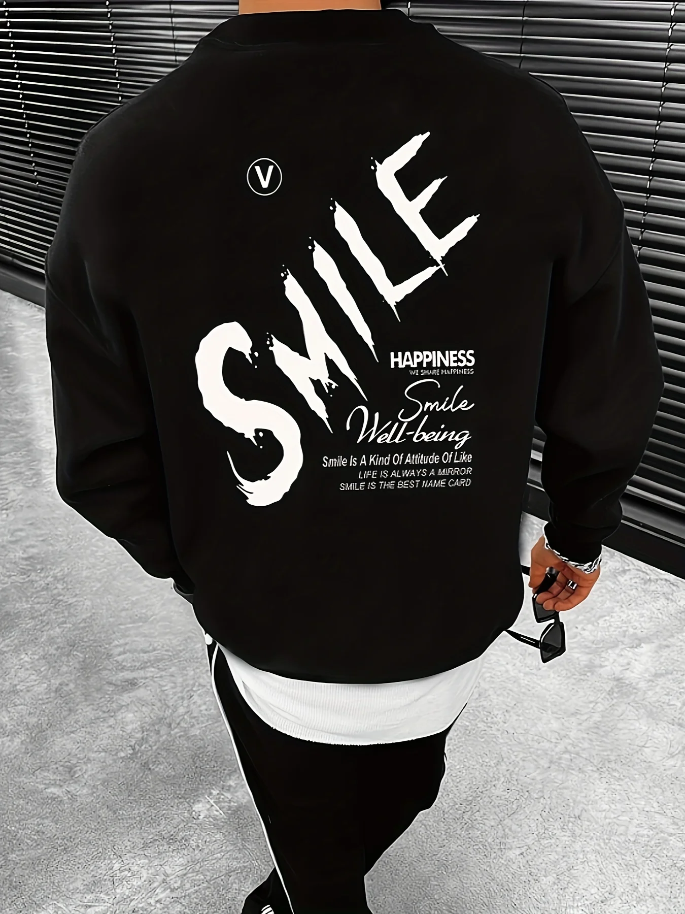 Men's Personalized Stylish Trendy Black Hoodie with Distinctive Large "SMILE" on Back, Inspiringly Fashionable & Versatile
Men's Personalized Stylish Trendy Black Hoodie with Distinctive Large "SMILE" on Back, Inspiringly Fashionable & Versatile