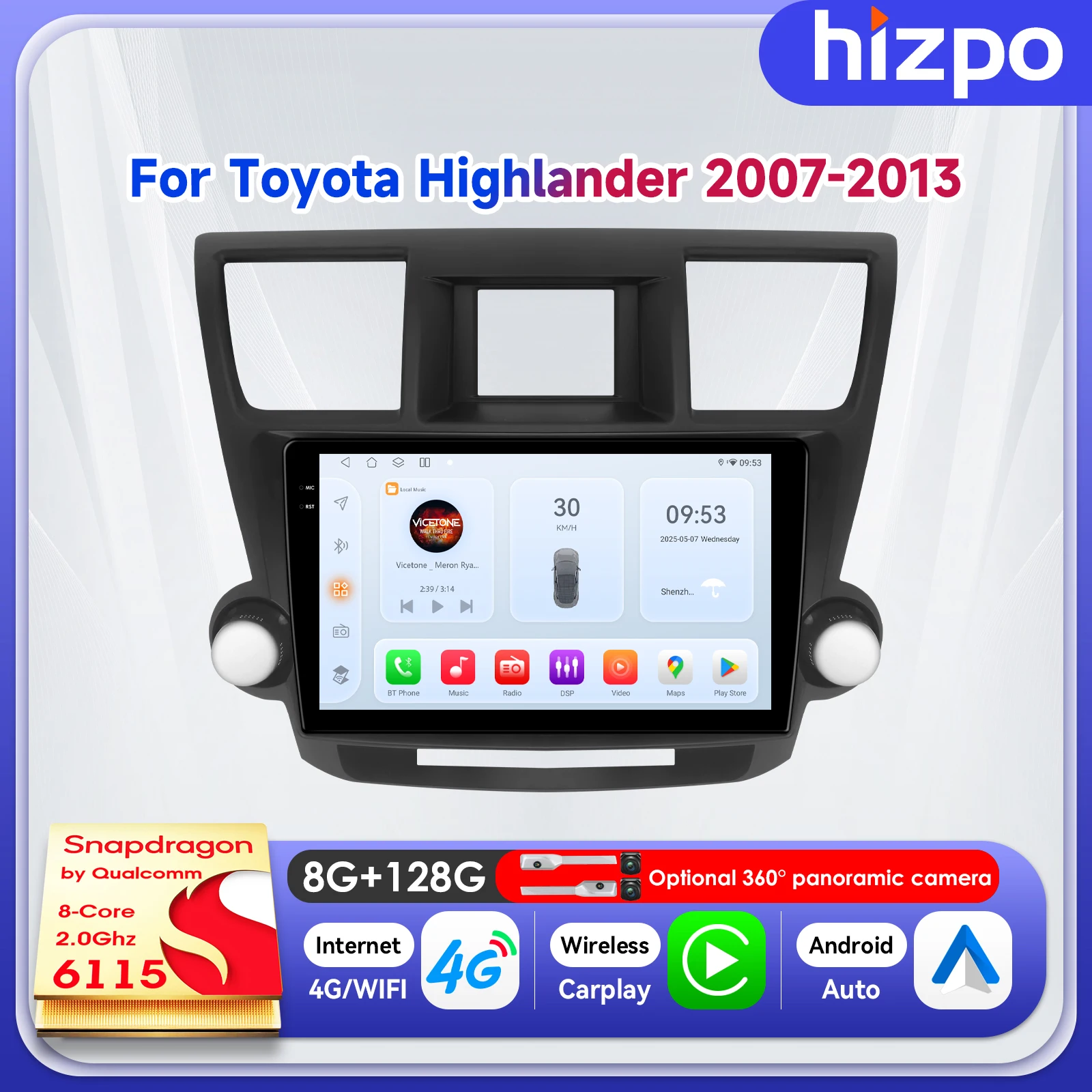 Hizpo 10.1" Car Monitor 8+128G CarPlay Head Unit For Toyota Highlander 2 XU40 2007-2013 Stereo Player 2DIN Navi FM DSP Bluetooth
Hizpo 10.1" Car Monitor 8+128G CarPlay Head Unit For Toyota Highlander 2 XU40 2007-2013 Stereo Player 2DIN Navi FM DSP Bluetooth