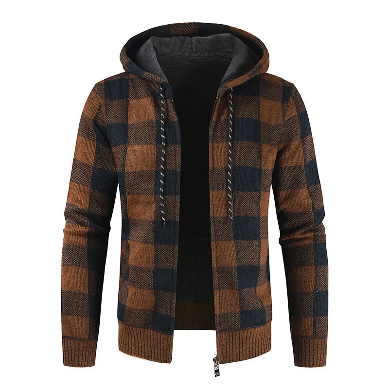 Winter New Men's Fleece Thickened Cardigan Sweater Hooded Zipper Plaid Knitted Jacket
Winter New Men's Fleece Thickened Cardigan Sweater Hooded Zipper Plaid Knitted Jacket