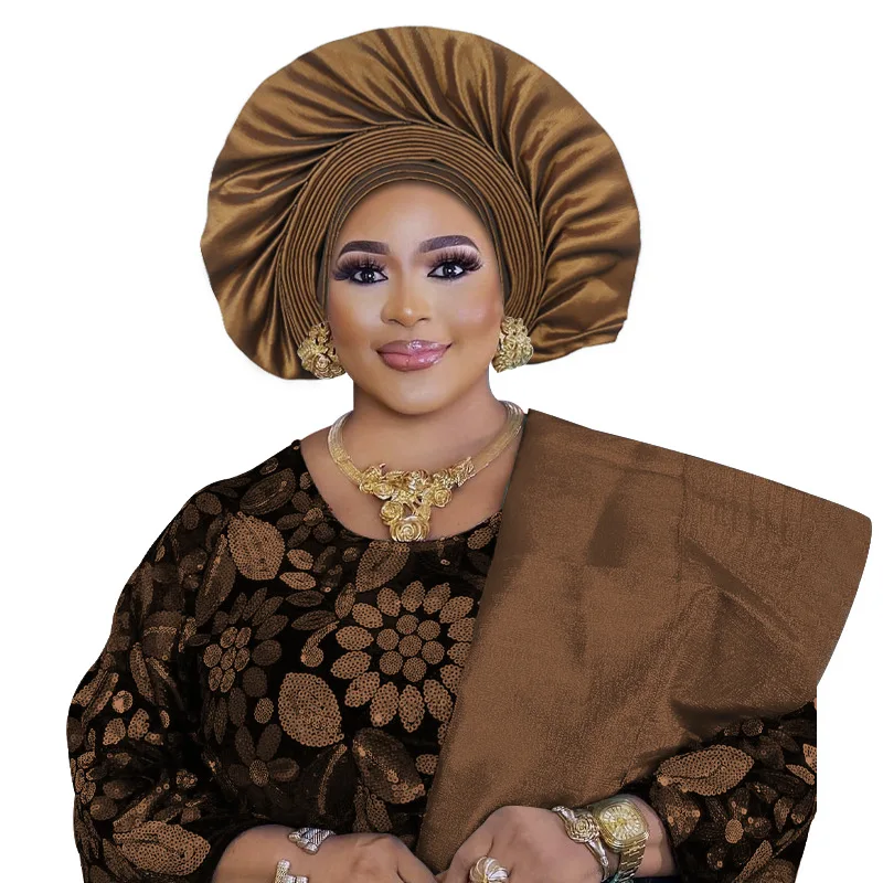 Nigerian Aso Oke Headtie Auto Gele Head Wrap African Fashion Wedding Headgear for Women Bonnet Turban Cap Head Wrap Hijab Hat
Nigerian Aso Oke Headtie Auto Gele Head Wrap African Fashion Wedding Headgear for Women Bonnet Turban Cap Head Wrap Hijab Hat