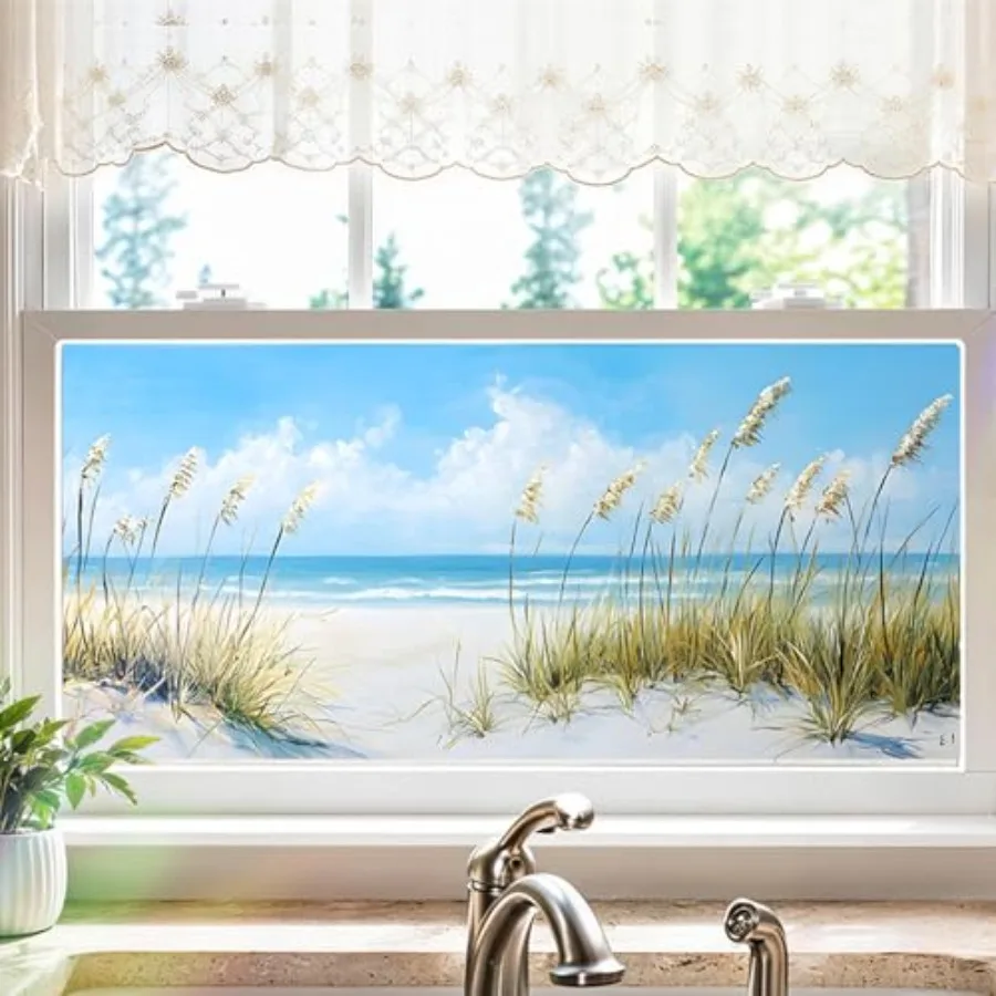 Window Privacy Film Coastal Beach Sea Grass 39.37x17.3 Inch Coastal beach privacy window film, static cling no glue, semi priva
Window Privacy Film Coastal Beach Sea Grass 39.37x17.3 Inch Coastal beach privacy window film, static cling no glue, semi priva