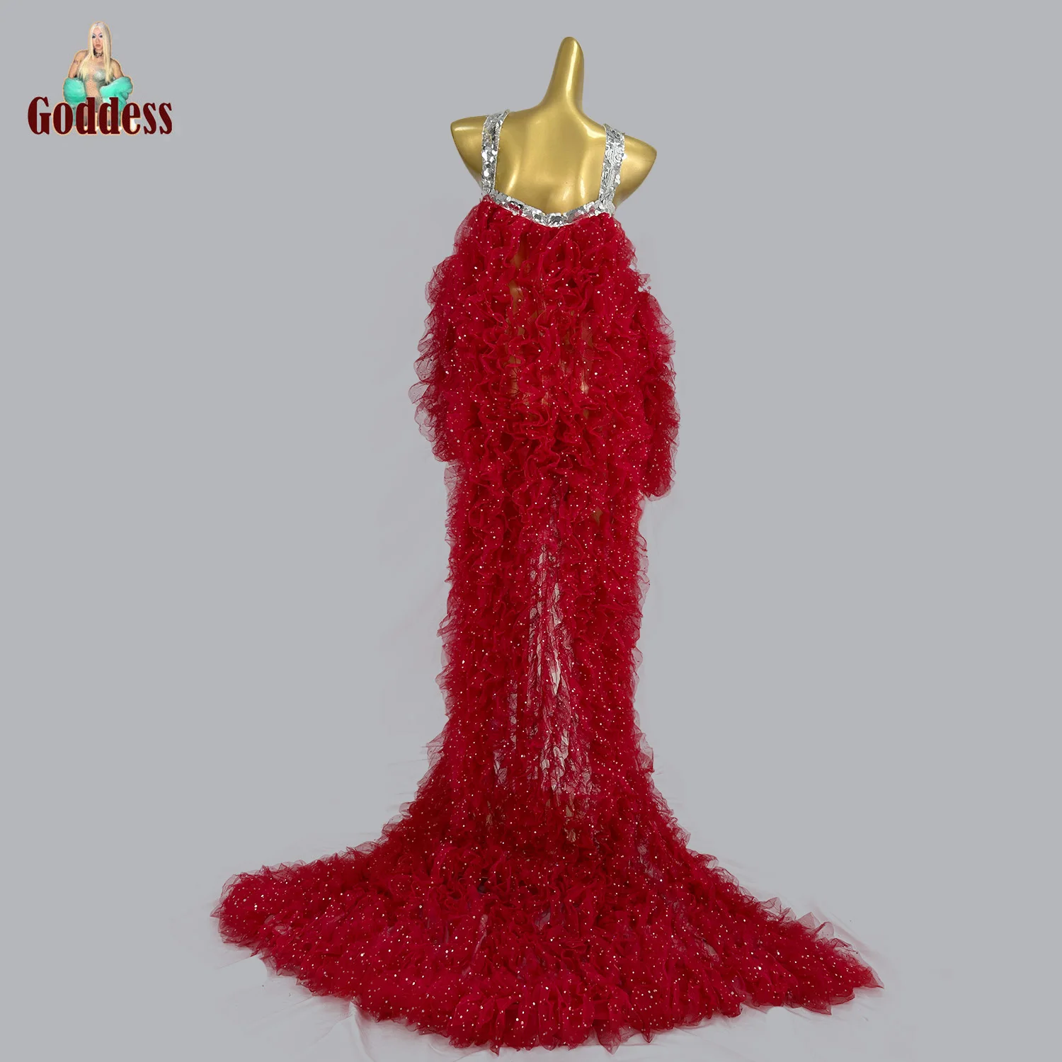 Fashion Red Layered Organza Cloak Long Dress Women Dress with Jacket Puffy Dress Long Sleeves Women Cape Outfit Female Outwear 
Fashion Red Layered Organza Cloak Long Dress Women Dress with Jacket Puffy Dress Long Sleeves Women Cape Outfit Female Outwear
