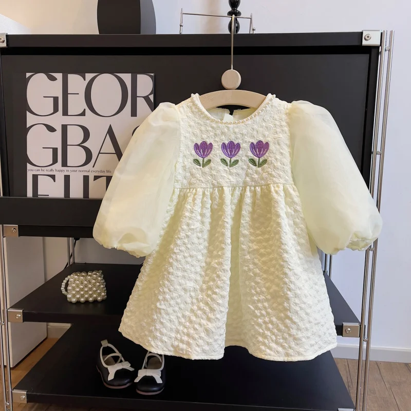 Girls' Dress2025Spring and Autumn New Style Baby Girl Puff Sleeve Embroidered Flower Princess Dress
Girls' Dress2025Spring and Autumn New Style Baby Girl Puff Sleeve Embroidered Flower Princess Dress