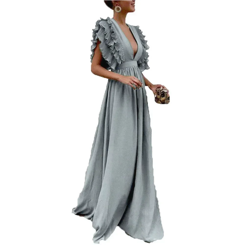2025 Spring/Summer New Women's Fashion Flying Sleeves V-neck Open Back Solid Color Long Dress Sweet Dress
2025 Spring/Summer New Women's Fashion Flying Sleeves V-neck Open Back Solid Color Long Dress Sweet Dress