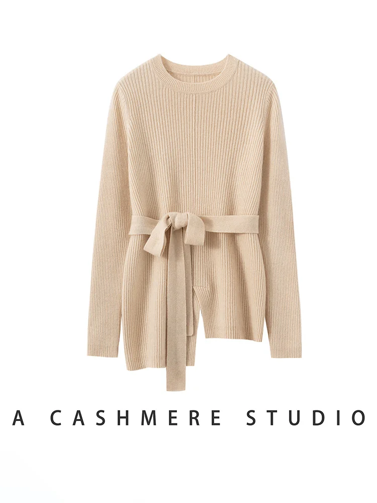 TLOML Women's 100% Cashmere Sweater O-Neck Belt Irregular Thick Pullover Autumn Winter Soft Warm Casual Cashmere Knitwear Tops
TLOML Women's 100% Cashmere Sweater O-Neck Belt Irregular Thick Pullover Autumn Winter Soft Warm Casual Cashmere Knitwear Tops