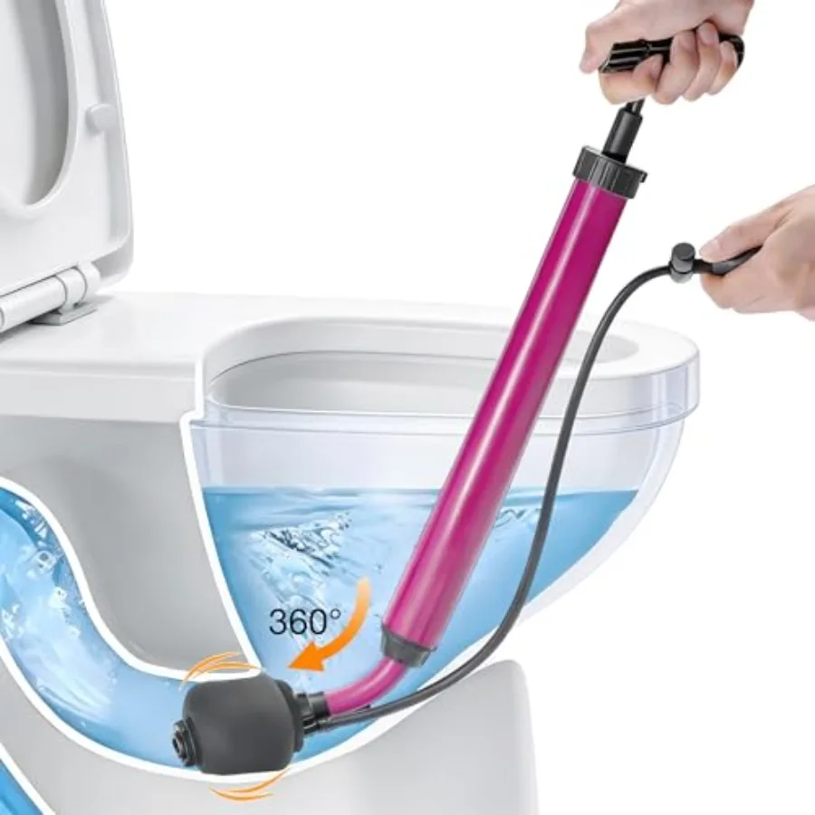 Manual Drain Unclogger with Adaptive Inflatable Plug Fits NPS1.5~4.5" Pipes for Toilet/Sink/Bathtub No Extra Accessories Hand P
Manual Drain Unclogger with Adaptive Inflatable Plug Fits NPS1.5~4.5" Pipes for Toilet/Sink/Bathtub No Extra Accessories Hand P