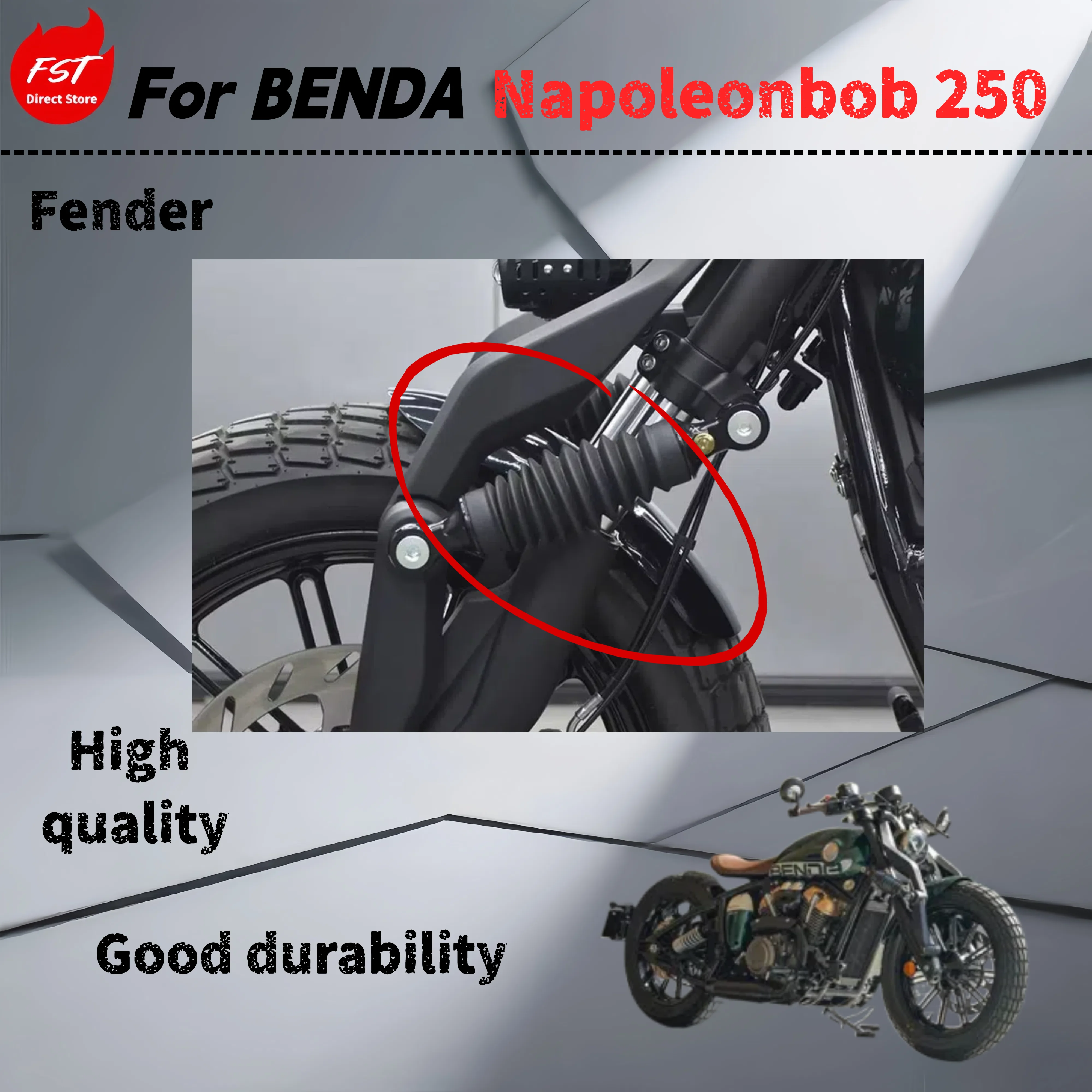 For Benda Napoleonbob 250 modified short front fender front wheel iron mud water fender non-destructive direct fitting
For Benda Napoleonbob 250 modified short front fender front wheel iron mud water fender non-destructive direct fitting