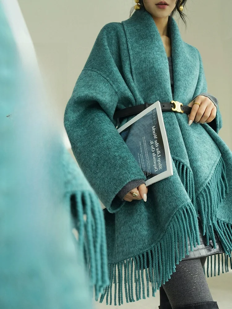 Aconiconi Toronto Fog Woolen Double-Faced Coat Tassel Trim ape Design Casual Warm Long Sve Women's Faion Outerwear
Aconiconi Toronto Fog Woolen Double-Faced Coat Tassel Trim ape Design Casual Warm Long Sve Women's Faion Outerwear