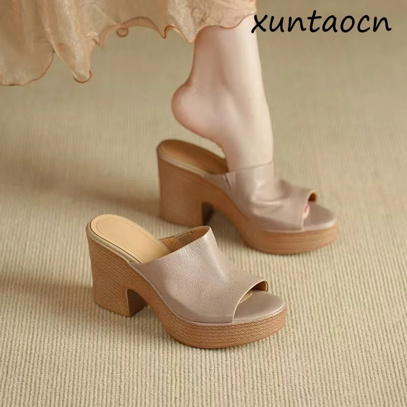 Sheepskin Peep Toe Chunky High Heels Slingback Summer Shoes Slip On Casual Mules Platform Dating Brand Women Sandals
Sheepskin Peep Toe Chunky High Heels Slingback Summer Shoes Slip On Casual Mules Platform Dating Brand Women Sandals