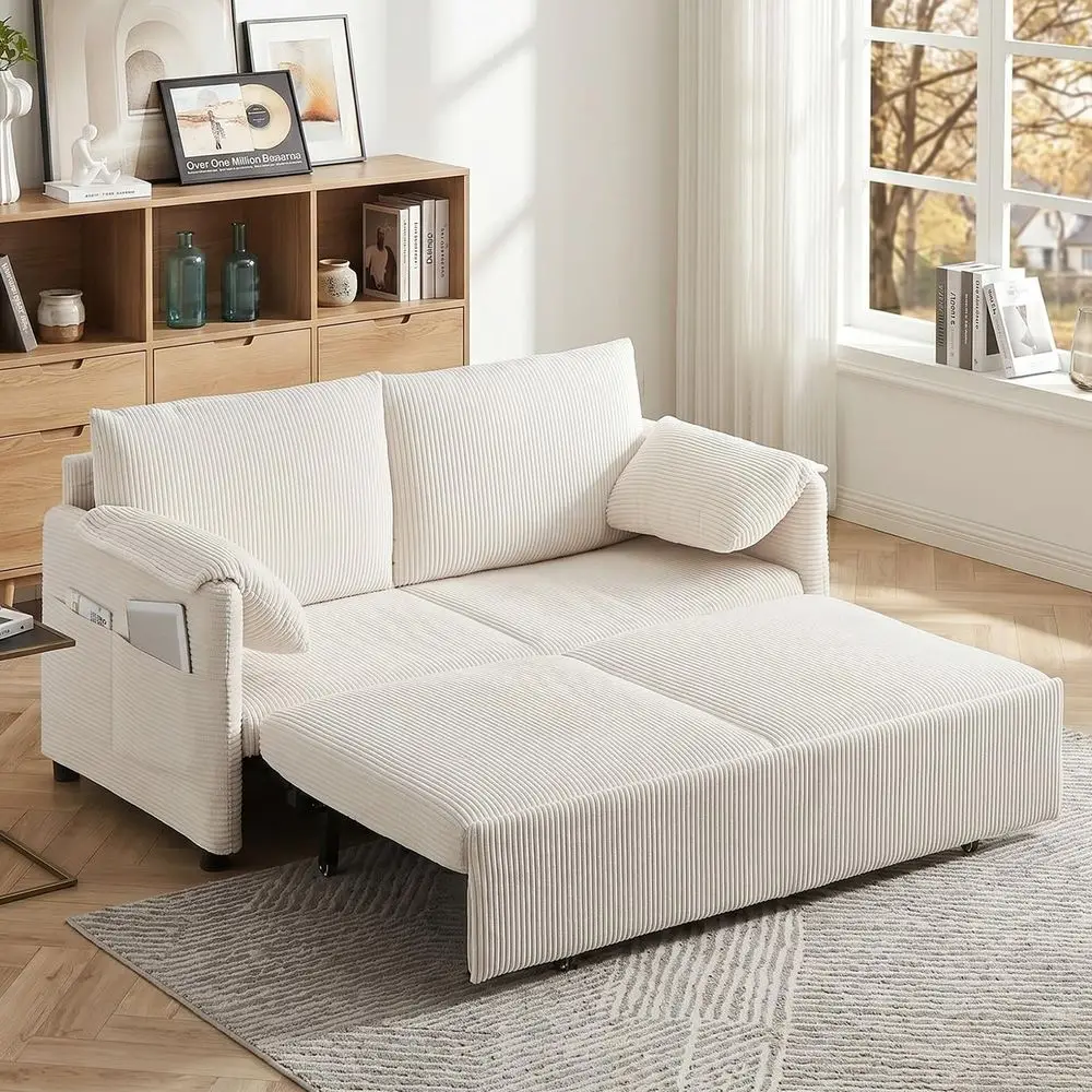Cream 65 Convertible Sofa Bed Loveseat, Corduroy Sleeper Couch, 3-in-1 Folding Couch for Small Spaces, Suitable for Apartment an
Cream 65 Convertible Sofa Bed Loveseat, Corduroy Sleeper Couch, 3-in-1 Folding Couch for Small Spaces, Suitable for Apartment an