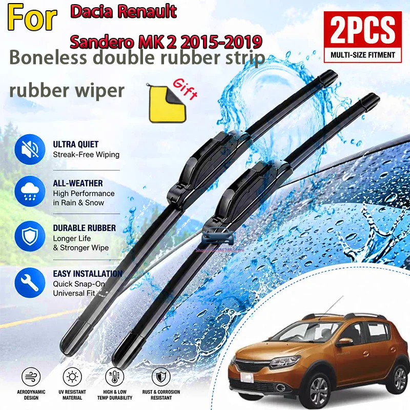 Front Wiper Blades For Dacia Renault Sandero MK 2 2015-2019 Windshield Windscreen Window Rain Brushes 22"+19" Modification parts
Front Wiper Blades For Dacia Renault Sandero MK 2 2015-2019 Windshield Windscreen Window Rain Brushes 22"+19" Modification parts