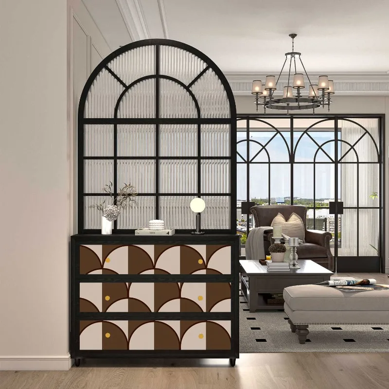 French retro abstract entrance cabinet Solid wood entry door screen Changhong glass partition Living room storage locker
French retro abstract entrance cabinet Solid wood entry door screen Changhong glass partition Living room storage locker