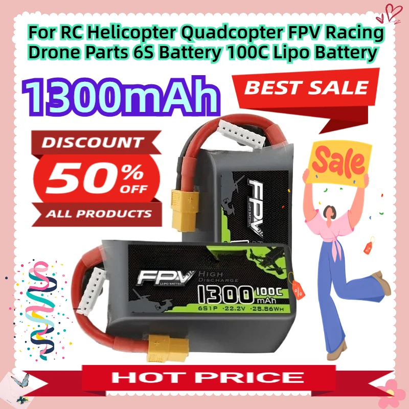 1300mAh 22.2V For RC Helicopter Quadcopter FPV Racing Drone Parts 6S Battery 100C Lipo Battery
1300mAh 22.2V For RC Helicopter Quadcopter FPV Racing Drone Parts 6S Battery 100C Lipo Battery