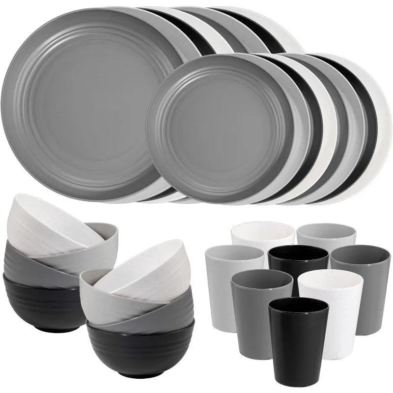 32pcs Wheat Straw Dinnerware Sets,Plates and Bowls Sets,Reusable Plastic Plate,Microwave Dishwasher Safe,Plastic Dinnerware Set
32pcs Wheat Straw Dinnerware Sets,Plates and Bowls Sets,Reusable Plastic Plate,Microwave Dishwasher Safe,Plastic Dinnerware Set