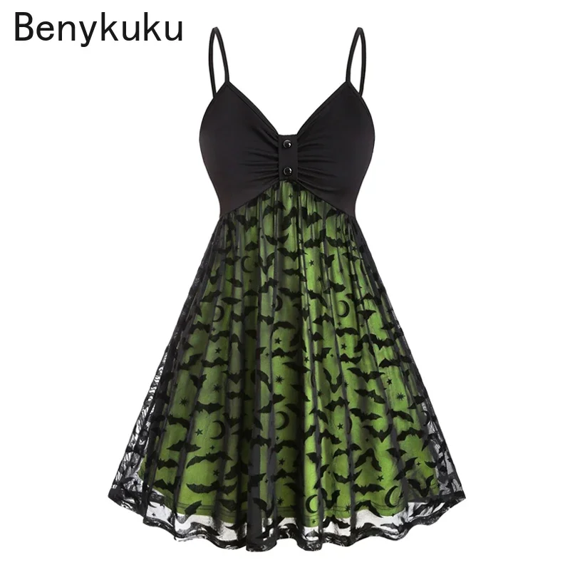 Bat Mesh Insert Neon Plus Size Women Gothic Dress Vestidos Femme Spaghetti Strap A-Line Sexy V Neck Halloween Party Sling Dress
Bat Mesh Insert Neon Plus Size Women Gothic Dress Vestidos Femme Spaghetti Strap A-Line Sexy V Neck Halloween Party Sling Dress
