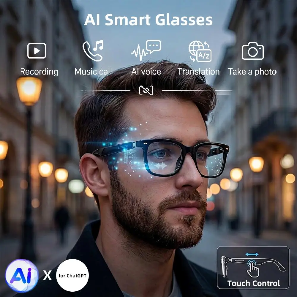 AI Remote Control Touch Smart Glasses 8K Photo Camera Recording Voice Assistant Translator Music Bluetooth Sunglasses Work Sport
AI Remote Control Touch Smart Glasses 8K Photo Camera Recording Voice Assistant Translator Music Bluetooth Sunglasses Work Sport