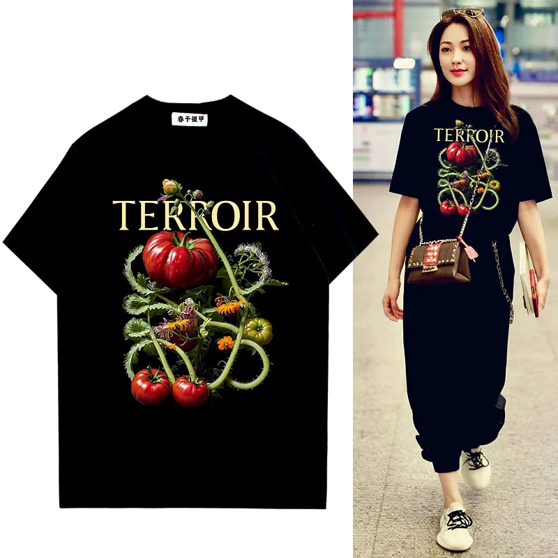 Fashion designer Good quality cotton letters fruit print Women T-shirt Tee
Fashion designer Good quality cotton letters fruit print Women T-shirt Tee