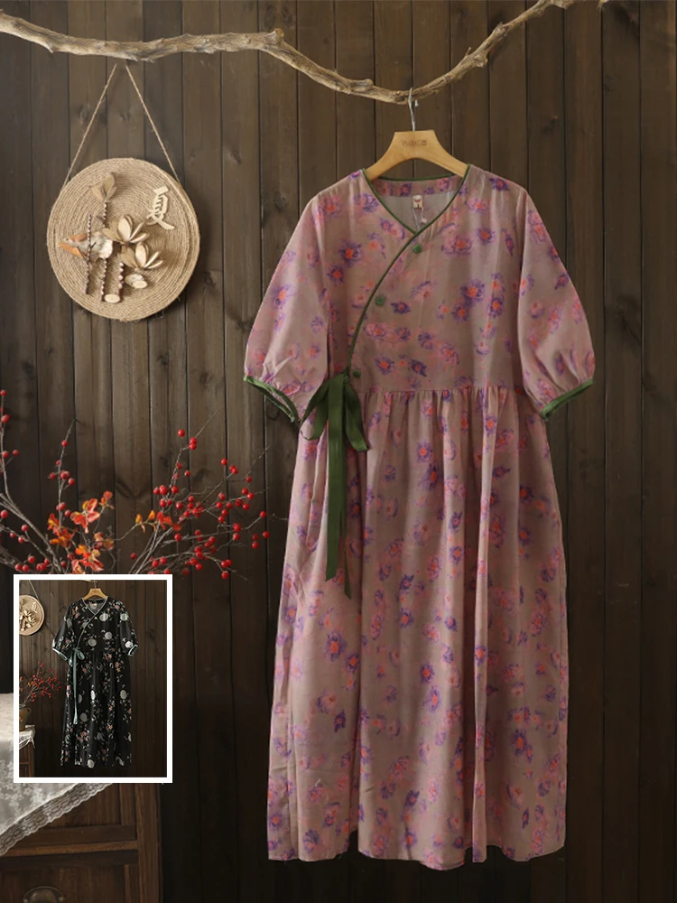 Летнее длинное платье с высокой талией и принтом контрастного цвета в стиле ретро для женщин больших размеров Ele V-Ne для похудения трапециевидной формы Dr 
Летнее длинное платье с высокой талией и принтом контрастного цвета в стиле ретро для женщин больших размеров Ele V-Ne для похудения трапециевидной формы Dr