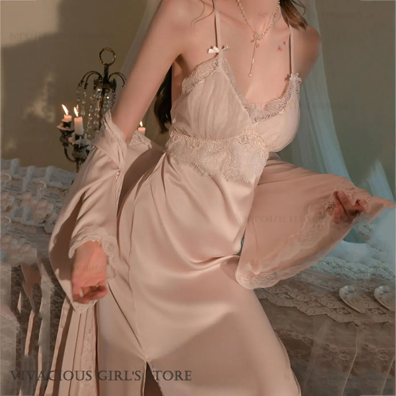 Elegant French Long Twinset Robe Set Sleepwear SEXY Patchwork Lace Backless Lingerie Nightgown Women Rayon Home Dress Loungewear
Elegant French Long Twinset Robe Set Sleepwear SEXY Patchwork Lace Backless Lingerie Nightgown Women Rayon Home Dress Loungewear