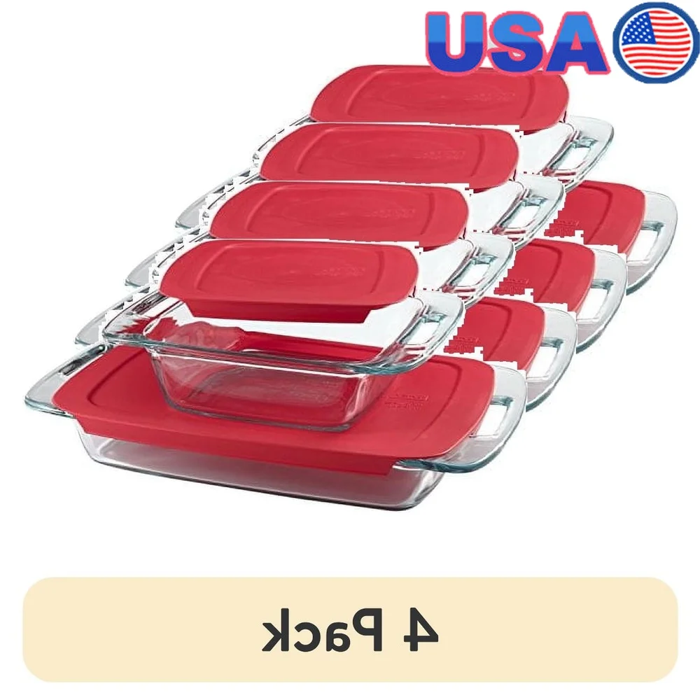 4 Pack Easy Grab Glass Baking Dishes with Lids Non Stick Oven Safe Food Storage Ideal Transporting Leftovers
4 Pack Easy Grab Glass Baking Dishes with Lids Non Stick Oven Safe Food Storage Ideal Transporting Leftovers