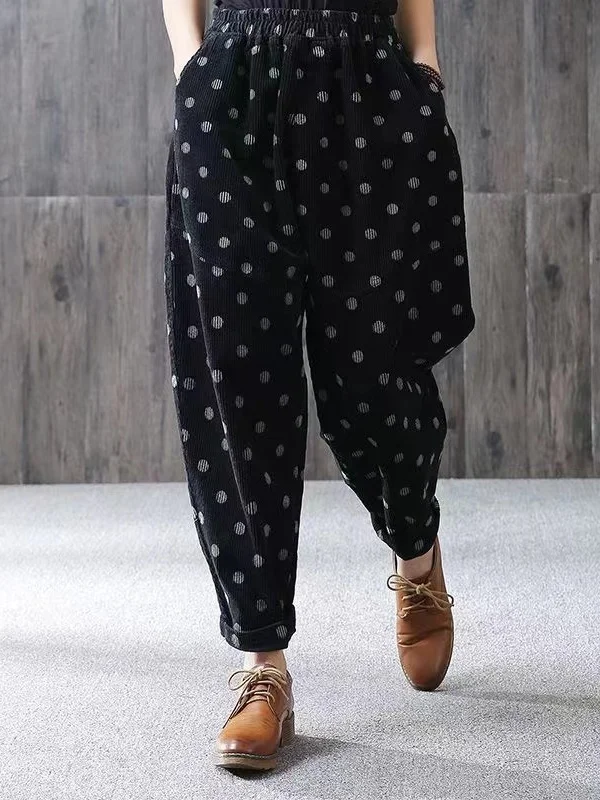 Женские брюки-галифе свободного кроя с высокой талией, вельветовые, с принтом в горошек, больших размеров, повседневные, длиной до щиколотки, из полиэфирного волокна
Женские брюки-галифе свободного кроя с высокой талией, вельветовые, с принтом в горошек, больших размеров, повседневные, длиной до щиколотки, из полиэфирного волокна