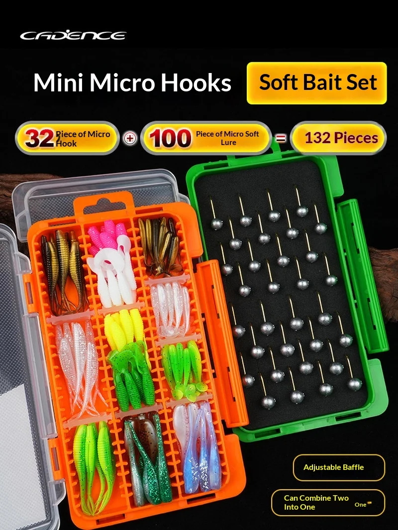 Cadence Gold Hook Weedless Jig Head Soft Lure Kit 132 Pcs Adjustable Baffle Fishing Box For Micro Rock Fishing Topmouth Culter
Cadence Gold Hook Weedless Jig Head Soft Lure Kit 132 Pcs Adjustable Baffle Fishing Box For Micro Rock Fishing Topmouth Culter