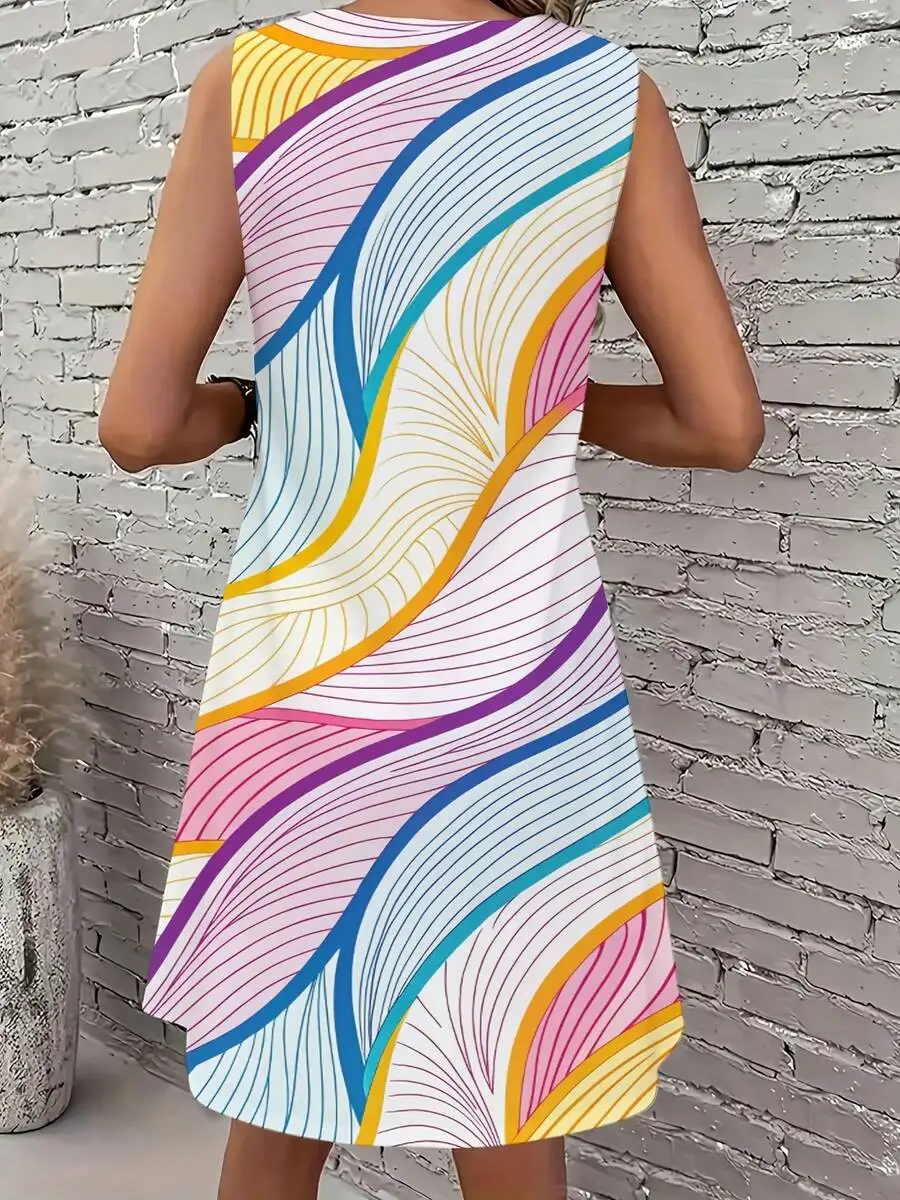 Womens Sleeveless Abstract Wave Print Dress Round Neck Loose Fit Summer Casual Lightweight
Womens Sleeveless Abstract Wave Print Dress Round Neck Loose Fit Summer Casual Lightweight