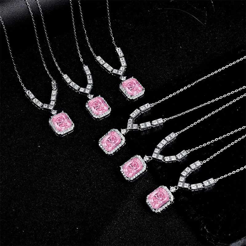 S925 Sterling Silver Pink Gemstone Pendant Necklace For Women Adjustable Choker Collarbone Chain Sparkling Zircon Party Jewelry
S925 Sterling Silver Pink Gemstone Pendant Necklace For Women Adjustable Choker Collarbone Chain Sparkling Zircon Party Jewelry
