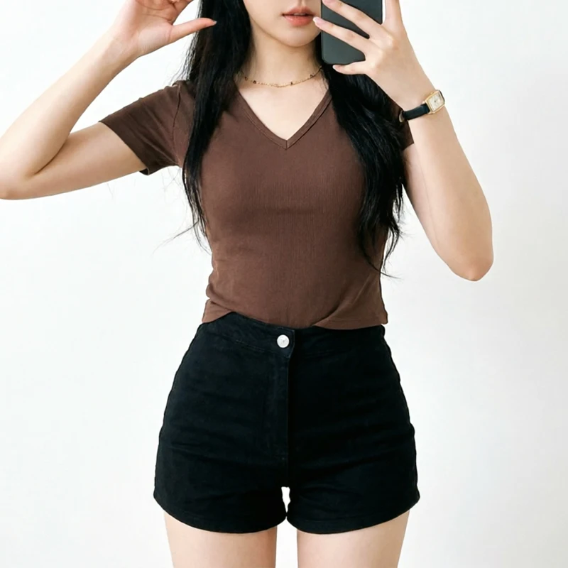 High Waist Stretch Black Denim Shorts for Ladies, Anti-Sheer Bodycon Design, Leg Enhancing Slim Short Jeans for All Summer
High Waist Stretch Black Denim Shorts for Ladies, Anti-Sheer Bodycon Design, Leg Enhancing Slim Short Jeans for All Summer