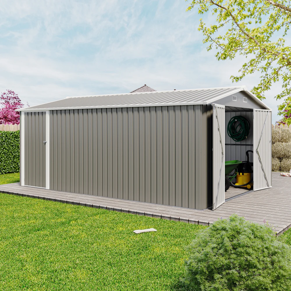 Campcraft Outdoor Storage Shed 10×14 FT with 3 Lockable Doors,4 Air Vents & Sloped Roof,Utility Tool Shed Metal Storage Garden Sheds Frame and 4 Vents,for Backyard,Patio,Lawn,Light Grey
Campcraft Outdoor Storage Shed 10×14 FT with 3 Lockable Doors,4 Air Vents & Sloped Roof,Utility Tool Shed Metal Storage Garden Sheds Frame and 4 Vents,for Backyard,Patio,Lawn,Light Grey