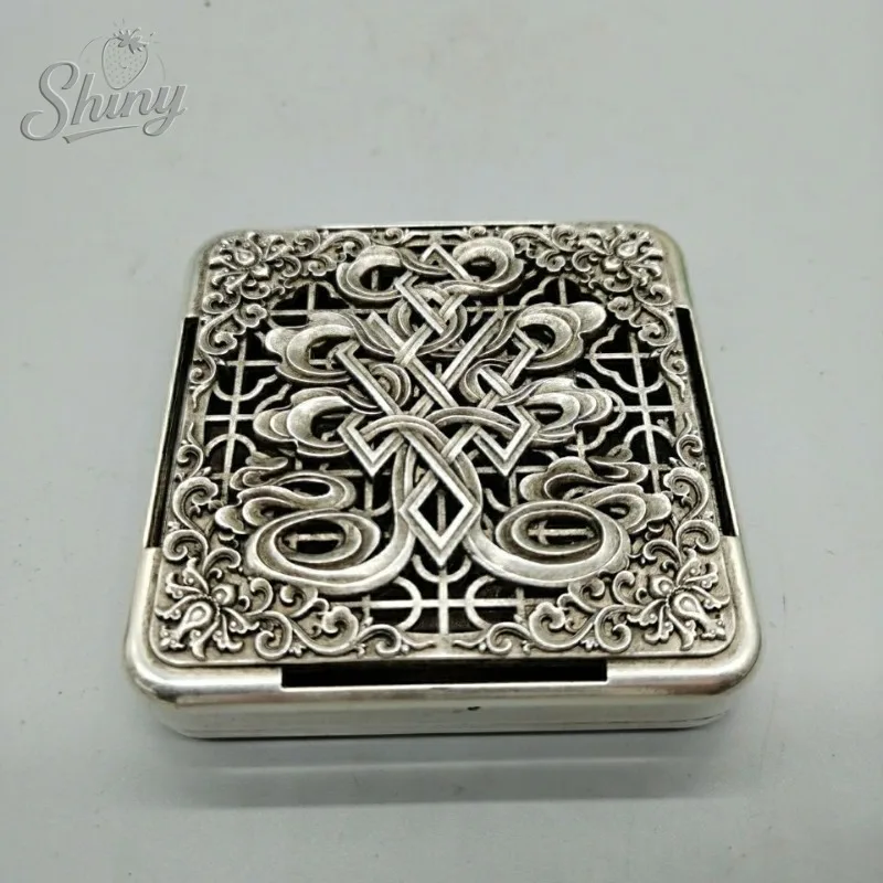 Antique Bronze Collection, White Bronze Silver-plated Openwork Ink Box, Four Treasures of The Study Decorative Item
Antique Bronze Collection, White Bronze Silver-plated Openwork Ink Box, Four Treasures of The Study Decorative Item