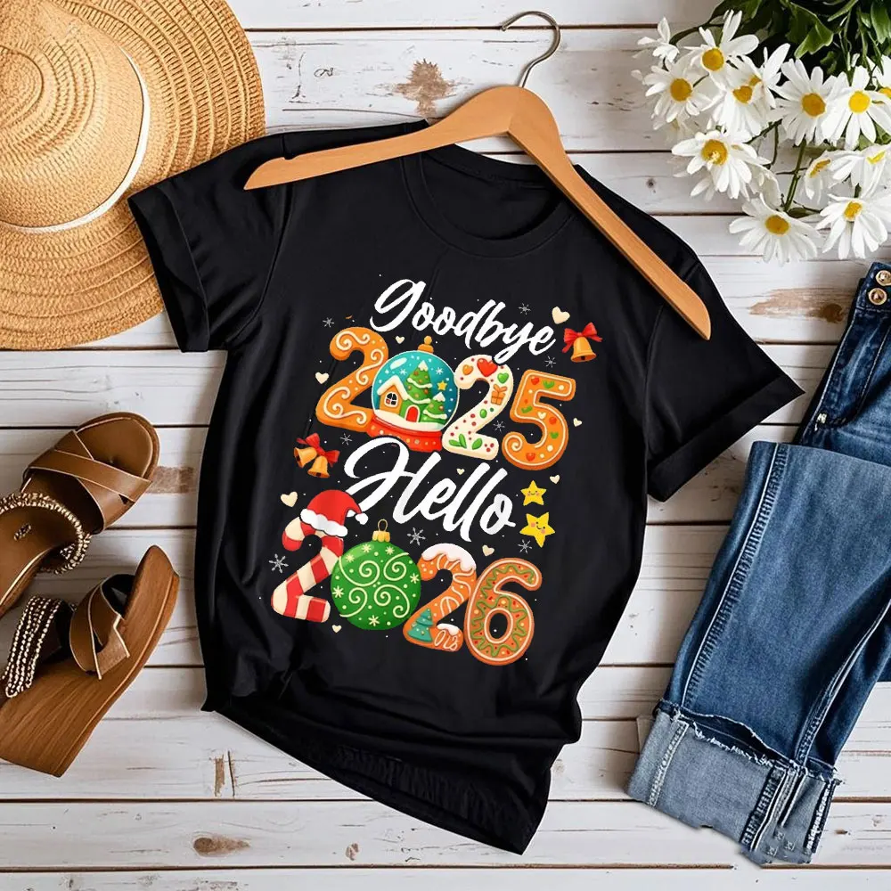 Футболка Good Bye 2025 Hello 2026 с Новым годом 2026 Рождественский подарок Удобная индивидуальная женская одежда Уличная мода
Футболка Good Bye 2025 Hello 2026 с Новым годом 2026 Рождественский подарок Удобная индивидуальная женская одежда Уличная мода