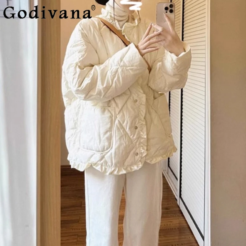 Korean Winter Fashion Versatile Loose Cotton-padded Jacket Women Autumn Age-reducing Sweet Ruffles College Long-sleeved Coat
Korean Winter Fashion Versatile Loose Cotton-padded Jacket Women Autumn Age-reducing Sweet Ruffles College Long-sleeved Coat