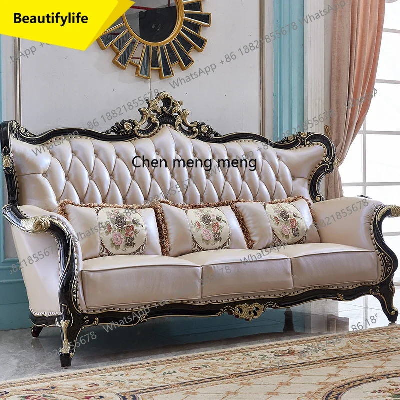 Q181 High-end villa solid wood leather European sofa combination living room light luxury ebony furniture
Q181 High-end villa solid wood leather European sofa combination living room light luxury ebony furniture