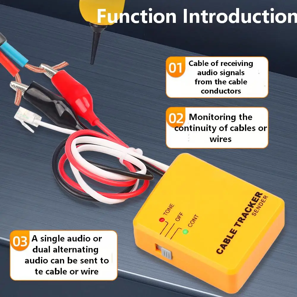 Network Cable RJ11 Probe Kit-Wire Cable Detector Line Cord Tester Wire Tracer Tone Generator Telephone Line Finder
Network Cable RJ11 Probe Kit-Wire Cable Detector Line Cord Tester Wire Tracer Tone Generator Telephone Line Finder
