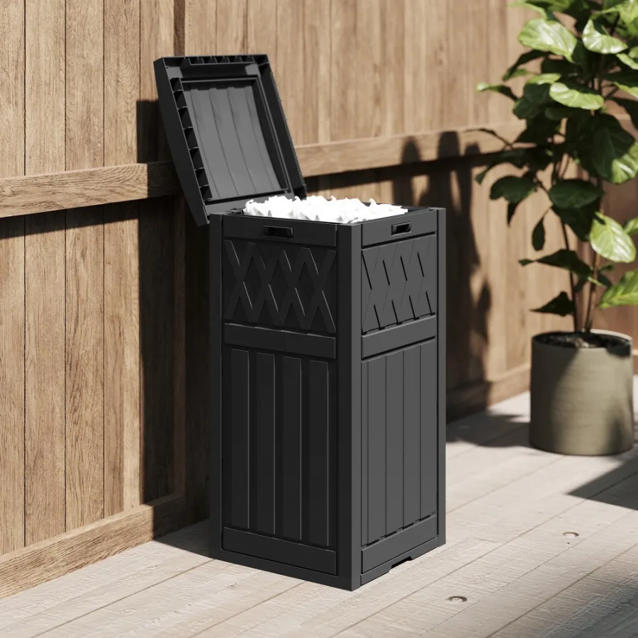 31 Gallon Outdoor Trash Can Waterproof Resin Garbage Bin with Drip Tray Secure Lid for Porch Backyard Use Black Weather-Resista
31 Gallon Outdoor Trash Can Waterproof Resin Garbage Bin with Drip Tray Secure Lid for Porch Backyard Use Black Weather-Resista